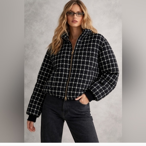 Jason Wu Jackets & Blazers - NWT Jason Wu Black & White Tweed Puffer